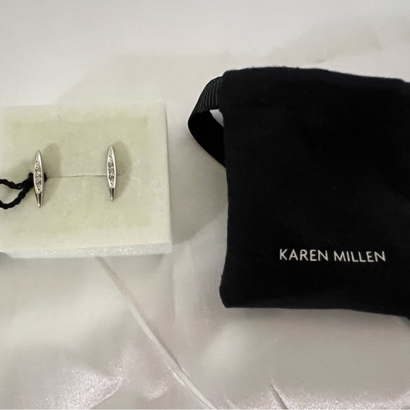 Karen Millen Silver Stud Earrings - Picture 2 of 6